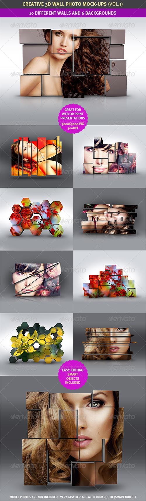 Graphicriver - GraphicRiver 3D Wall Photo Mock-Ups 1 PSD Template
