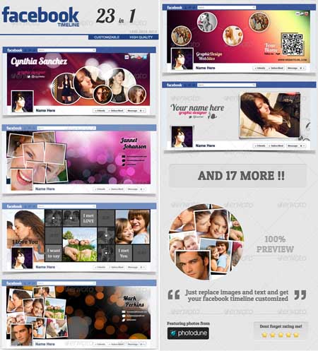 Facebook Timeline Cover FULL 23 in 1 PSD Template Photoshop PSD | 15 Mb