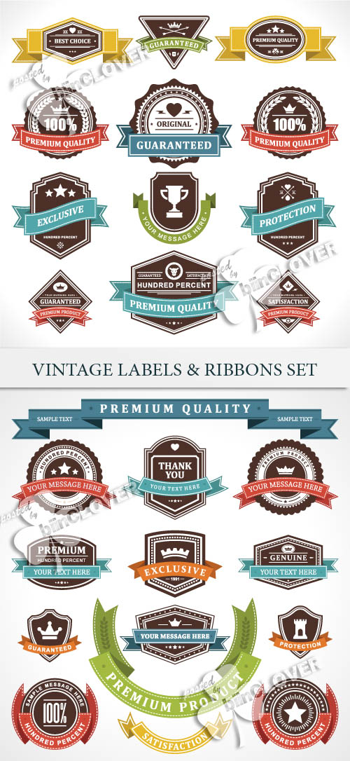 Vintage labels and ribbons set 0149
