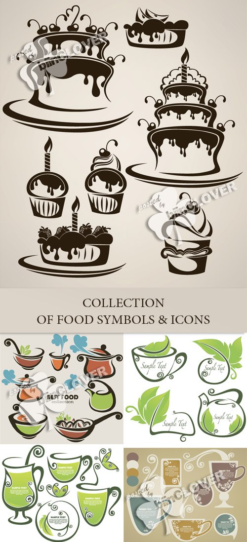 Collection of food symbols and icons 0152