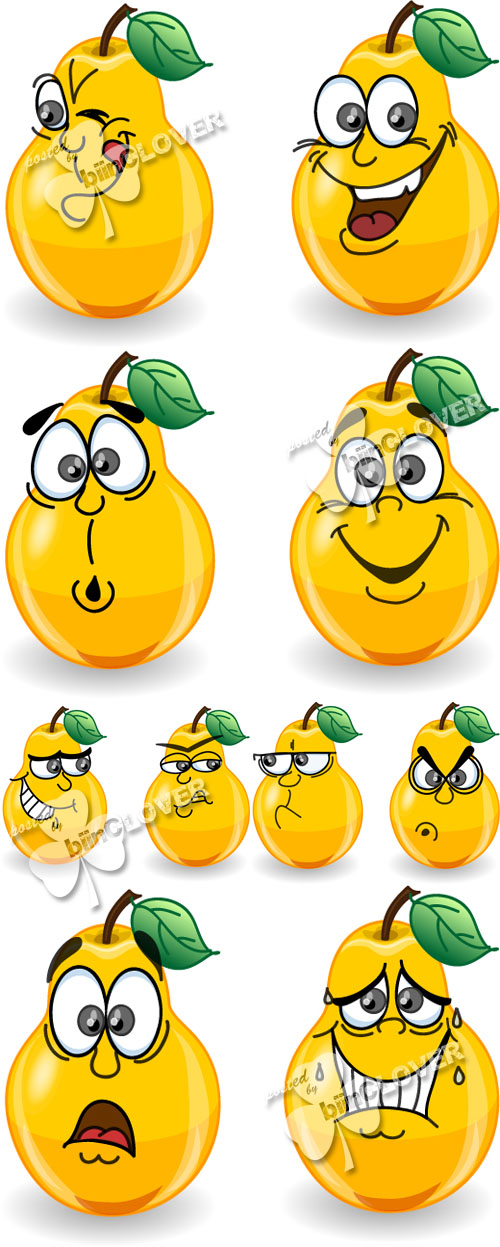 Cartoon pears with emotions 0153