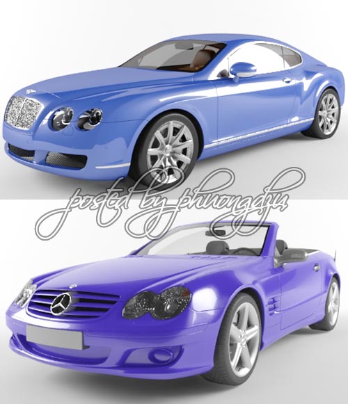 3D Cars Bentley GT and Mercedes SL500