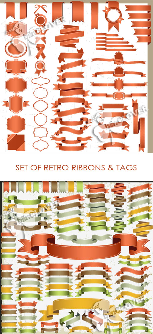 Set of retro ribbons and tags 0174